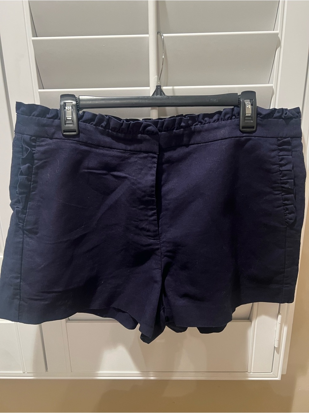 Women’s J.Crew Navy Ruffle Trim Shorts size 14